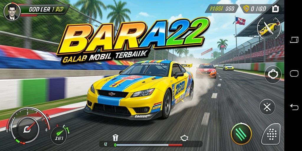 Tampilan gameplay BARA22 yang menegangkan di lintasan balap.