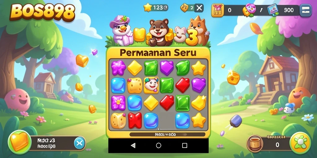 Tampilan gameplay BOS898 yang penuh warna dan seru.