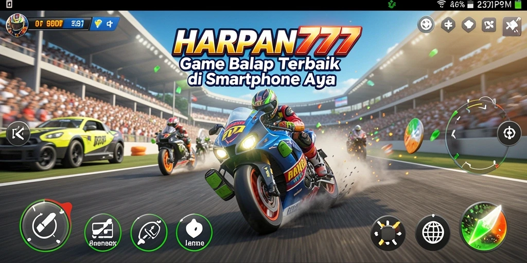 Tampilan utama gameplay HARAPAN777 dengan aksi balap yang mendebarkan.