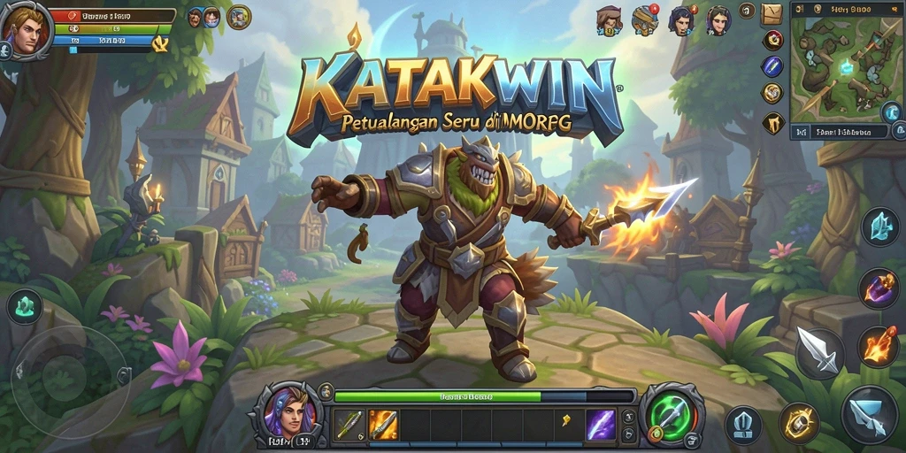 Screenshot gameplay KATAKWIN yang menunjukkan pertempuran epik dalam format MMORPG.