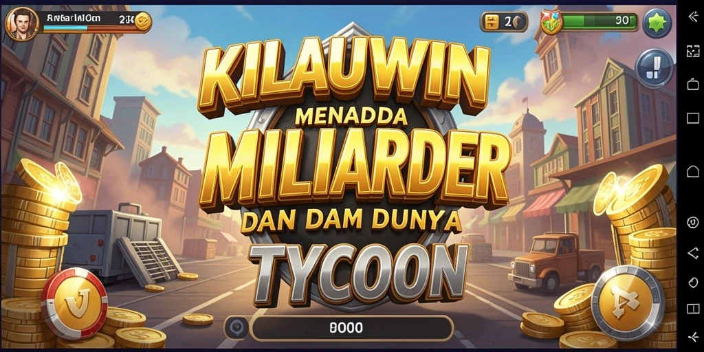 Screenshot gameplay KILAUWIN menampilkan keseruan membangun kerajaan bisnis.