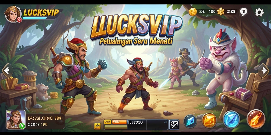 Tangkapan layar gameplay LUCKSVIP yang menampilkan aksi petualangan seru.