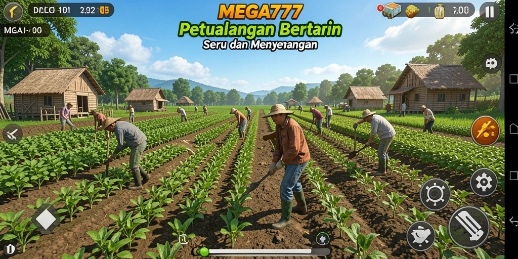 Gameplay seru bertani di MEGA777 dengan ladang virtual yang indah.