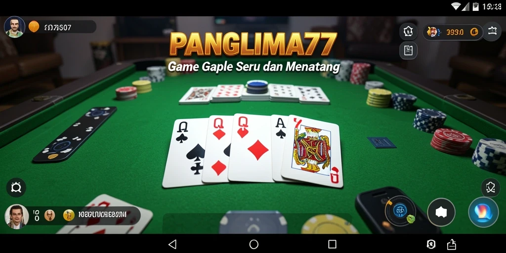 Tampilan gameplay seru dalam PANGLIMA77 saat bermain Gaple.