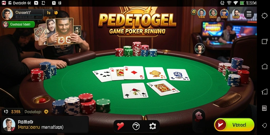 Tampilan menarik dan seru dari game PEDETOGEL saat bermain poker.
