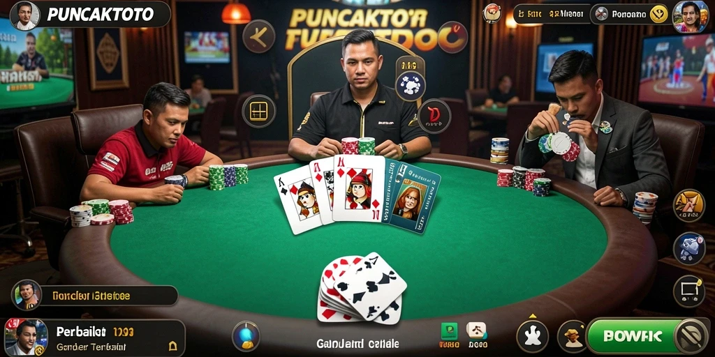 Tampilan gameplay Poker yang seru dan kompetitif di PUNCAKTOTO.