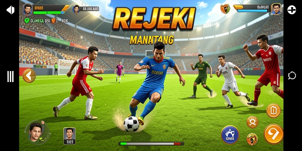 Tangkapan layar utama REJEKI menampilkan aksi seru dalam permainan olahraga.