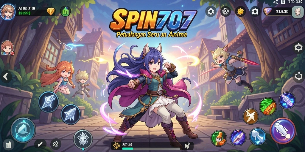 Screenshot utama gameplay SPIN707 menampilkan karakter anime yang aksi dinamis.