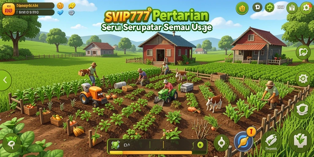 Screenshot menunjukkan suasana taman indah dalam game Farming SVIP777.